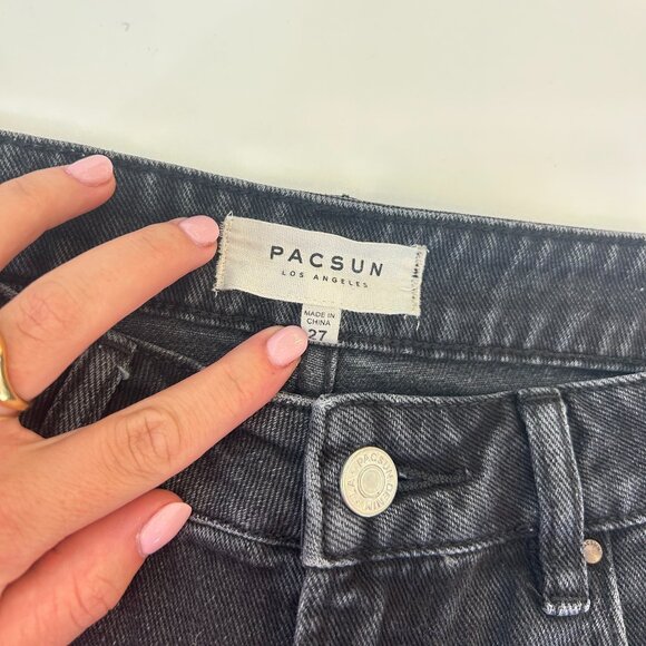 PacSun Black Distressed Denim Mini Skirt - Picture 3 of 3